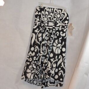 Black & White Patterned Strapless Dress NWT by Roulette SZ 12